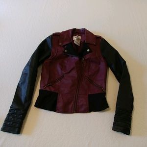 Vera Moda Pleather Burgundy Moto Jacket
